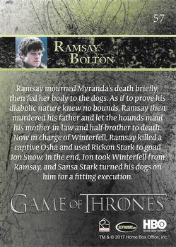 2017 Rittenhouse Game of Thrones Season 6 #57 Ramsay Bolton Back