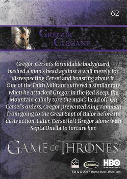 2017 Rittenhouse Game of Thrones Season 6 #62 Gregor Clegane Back