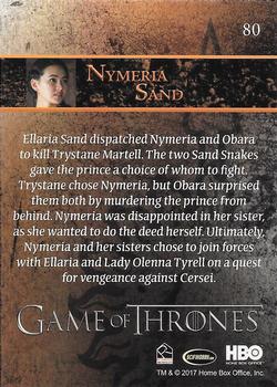 2017 Rittenhouse Game of Thrones Season 6 #80 Nymeria Sand Back