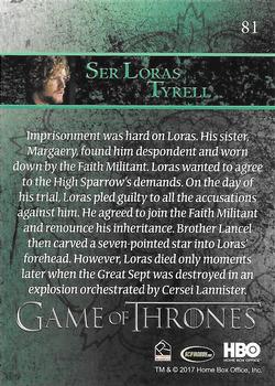 2017 Rittenhouse Game of Thrones Season 6 #81 Ser Loras Tyrell Back