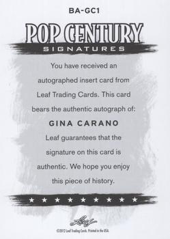 2012 Leaf Pop Century Signatures - Silver #BA-GC1 Gina Carano Back