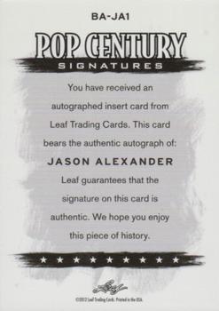 2012 Leaf Pop Century Signatures - Blue #BA-JA1 Jason Alexander Back