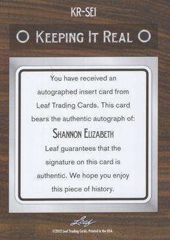 2012 Leaf Pop Century Signatures - Keeping It Real Silver #KR-SE1 Shannon Elizabeth Back