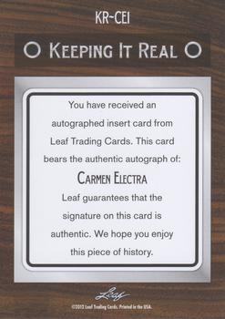2012 Leaf Pop Century Signatures - Keeping It Real Blue #KR-CE1 Carmen Electra Back