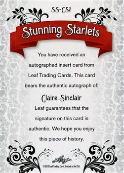 2012 Leaf Pop Century Signatures - Stunning Starlets #SS-CS2 Claire Sinclair Back