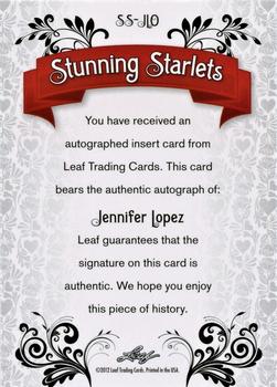 2012 Leaf Pop Century Signatures - Stunning Starlets #SS-JLO Jennifer Lopez Back