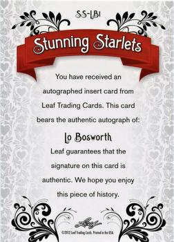 2012 Leaf Pop Century Signatures - Stunning Starlets #SS-LB1 Lo Bosworth Back