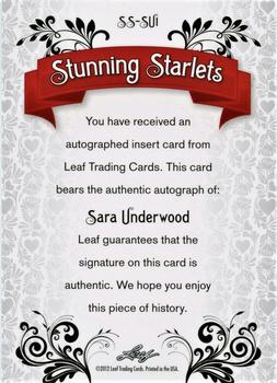 2012 Leaf Pop Century Signatures - Stunning Starlets #SS-SU1 Sara Underwood Back