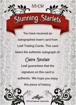 2012 Leaf Pop Century Signatures - Stunning Starlets Silver #SS-CS2 Claire Sinclair Back