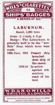 2000 Card Collectors Society Ships' Badges #46 Laburnum Back