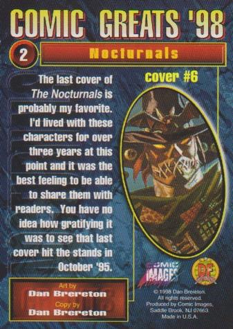 1998 Comic Images Comic Greats '98 #2 Nocturnals: cover #6 Back