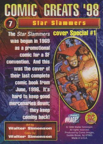 1998 Comic Images Comic Greats '98 #7 Star Slammers: cover Special #1 Back