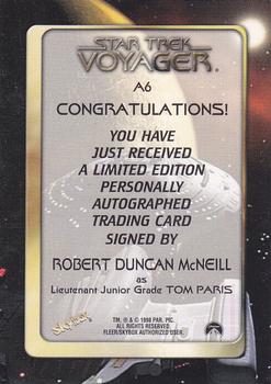 1998 SkyBox Star Trek Voyager Profiles - Autographs #A6 Robert Duncan McNeill Back