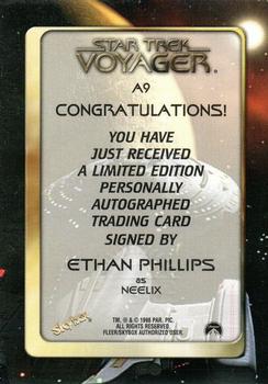 1998 SkyBox Star Trek Voyager Profiles - Autographs #A9 Ethan Phillips Back