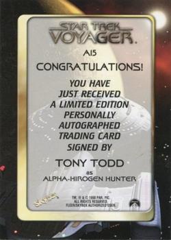 1998 SkyBox Star Trek Voyager Profiles - Autographs #A15 Tony Todd Back