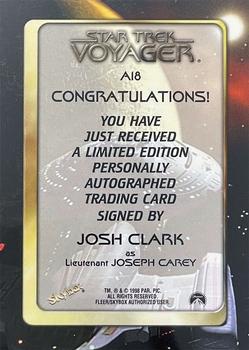 1998 SkyBox Star Trek Voyager Profiles - Autographs #A18 Josh Clark Back