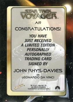 1998 SkyBox Star Trek Voyager Profiles - Autographs #A19 John Rhys-Davies Back