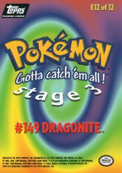 1999 Topps Pokemon the First Movie - Foil (Black Topps Logo) #E12 #149 Dragonite - Stage 3 Back