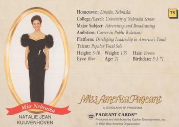 1992 Miss America Pageant Contestants (100) #75 Natalie Jean Kuijvenhoven Back