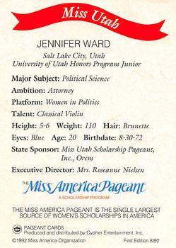 1992 Miss America Pageant Contestants (100) #92 Jennifer Ward Back