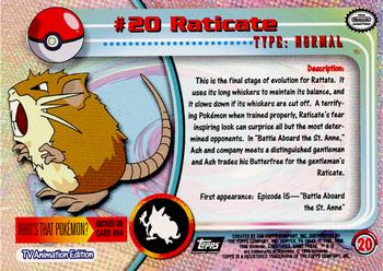 1999 Topps Pokemon TV Animation Edition Series 1 - Black Topps Logo Foil #20 Raticate Back