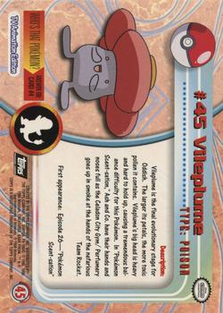 1999 Topps Pokemon TV Animation Edition Series 1 - Black Topps Logo Foil #45 Vileplume Back
