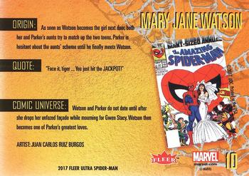 2017 Fleer Ultra Marvel Spider-Man #10 Mary Jane Parker Back