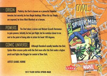 2017 Fleer Ultra Marvel Spider-Man #31 Owl Back
