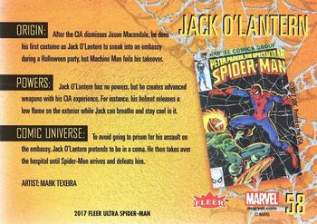 2017 Fleer Ultra Marvel Spider-Man #58 Jack O'Lantern Back
