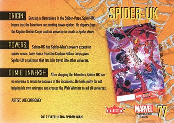 2017 Fleer Ultra Marvel Spider-Man #77 Spider-UK Back