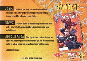 2017 Fleer Ultra Marvel Spider-Man #86 Hawkeye Back