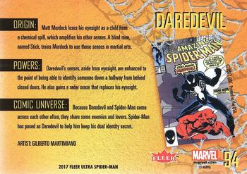 2017 Fleer Ultra Marvel Spider-Man #94 Daredevil Back