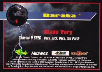 1994 Classic Mortal Kombat II #1 Baraka Back