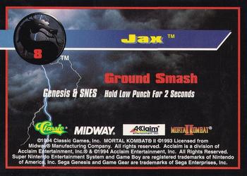 1994 Classic Mortal Kombat II #8 Jax Back