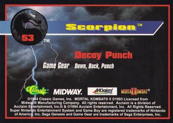 1994 Classic Mortal Kombat II #53 Scorpion Back