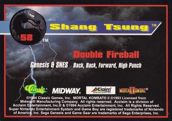 1994 Classic Mortal Kombat II #58 Shang Tsung Back