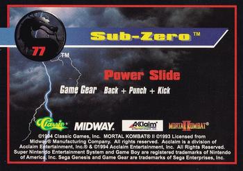 1994 Classic Mortal Kombat II #77 Sub-Zero Back