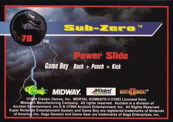 1994 Classic Mortal Kombat II #78 Sub-Zero Back