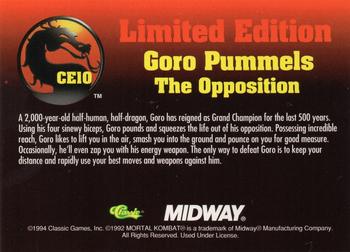 1994 Classic Mortal Kombat Series 1 - Collector's Edition #CE10 Goro Pummels the Opposition Back