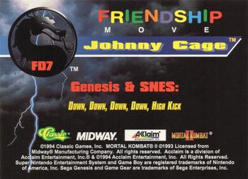 1994 Classic Mortal Kombat II - Friendship Moves #FD7 Johnny Cage Back