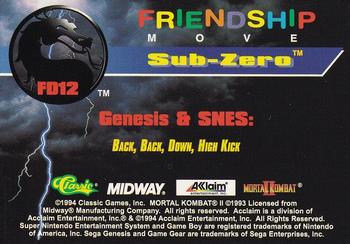 1994 Classic Mortal Kombat II - Friendship Moves #FD12 Sub-Zero Back