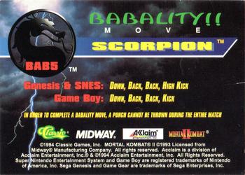 1994 Classic Mortal Kombat II - Babality Moves #BAB5 Scorpion Back