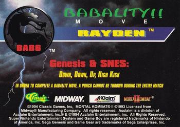 1994 Classic Mortal Kombat II - Babality Moves #BAB6 Rayden Back