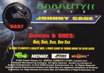 1994 Classic Mortal Kombat II - Babality Moves #BAB7 Johnny Cage Back