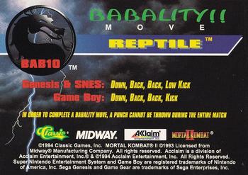 1994 Classic Mortal Kombat II - Babality Moves #BAB10 Reptile Back