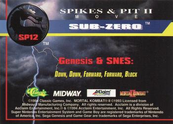 1994 Classic Mortal Kombat II - Spikes & Pit II #SP12 Sub-Zero Back