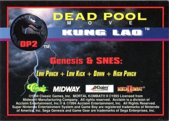 1994 Classic Mortal Kombat II - Dead Pool #DP2 Kung Lao Back
