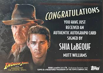 2008 Topps Indiana Jones and the Kingdom of the Crystal Skull - Autographs #NNO Shia LaBeouf Back
