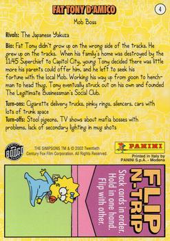 2002 Panini Simpsons Mania! #4 Fat Tony Back