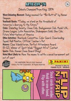 2002 Panini Simpsons Mania! #36 Artie Ziff '74 Back